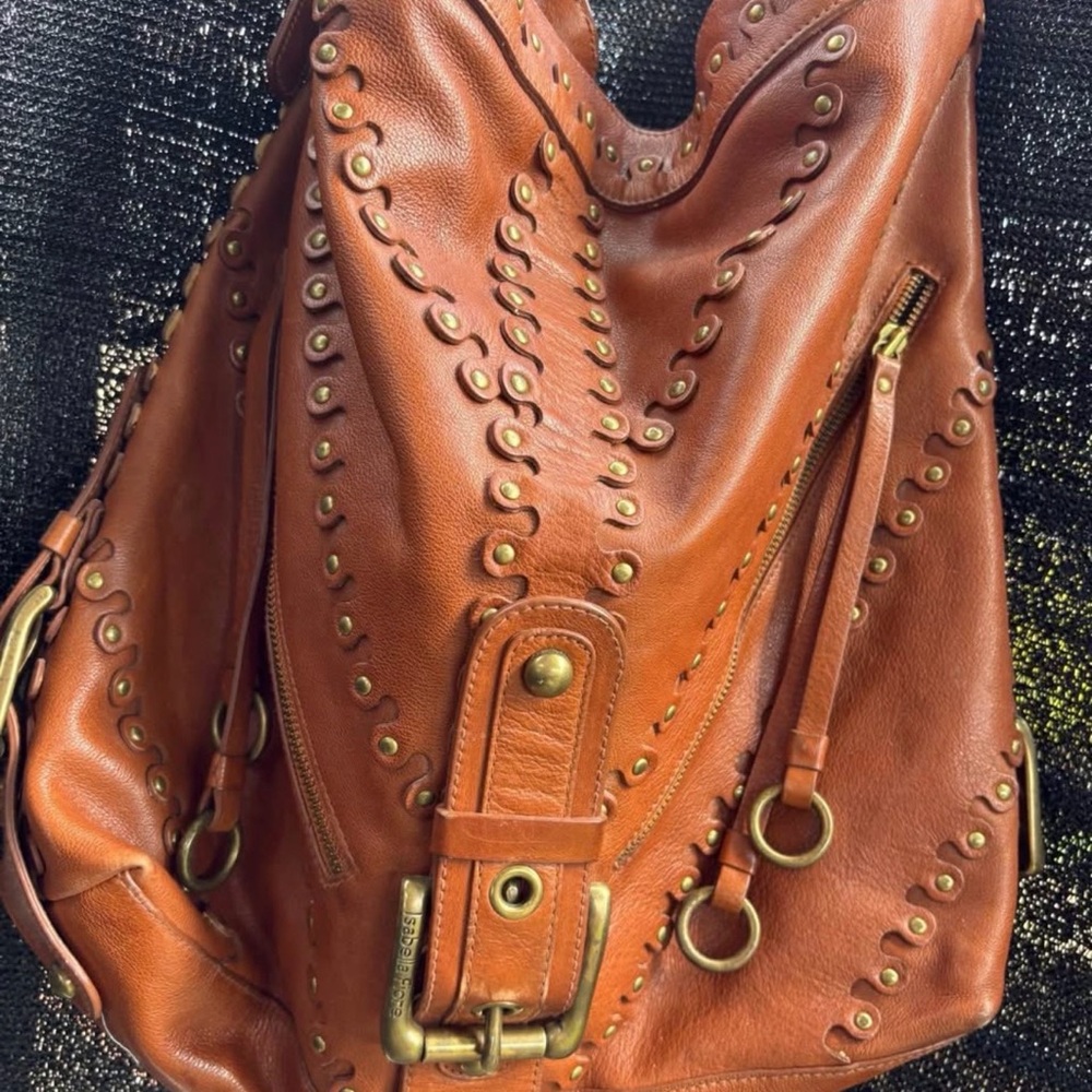 Isabella Fiore Large Studded Hobo Leather Bag ๐ ABSOLUTELY STUNNING ๐ - Picture 3 of 7